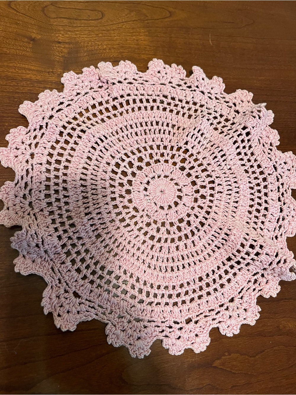 Handmade Pink Crochet Doily - Classic Home Accent
